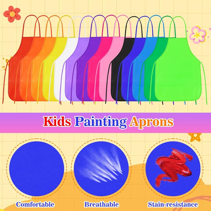 PLULON 5/12/24/36 Pcs Kids Aprons for Painting, Painting Apron Bulk for Kids Art Smocks for Art Crafts Home Kitchen Classroom - Image 3